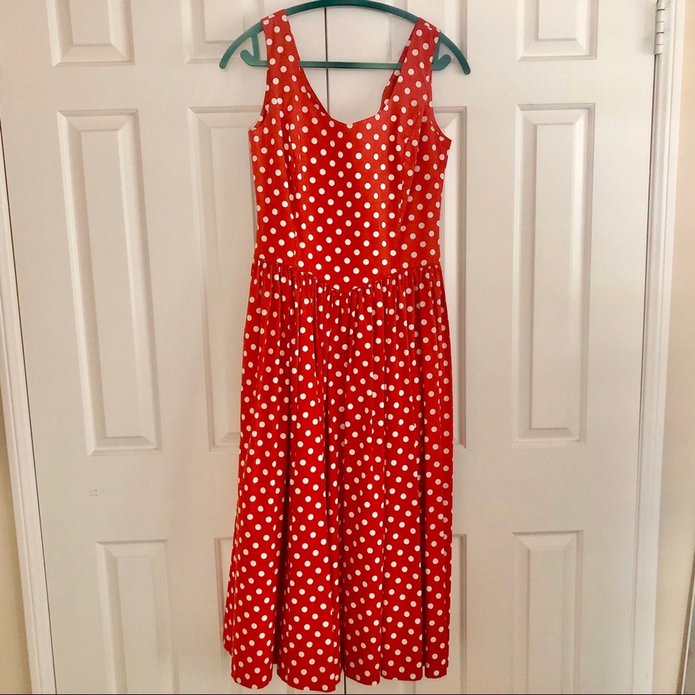 Red and white 1950s style polka dot dress ❤️💋🌹